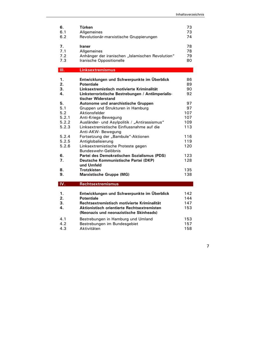 Seite 8 des Verfassungsschutzbericht 2003 Hamburg