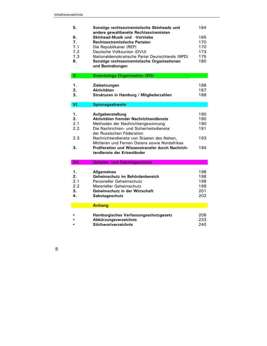 Seite 9 des Verfassungsschutzbericht 2003 Hamburg