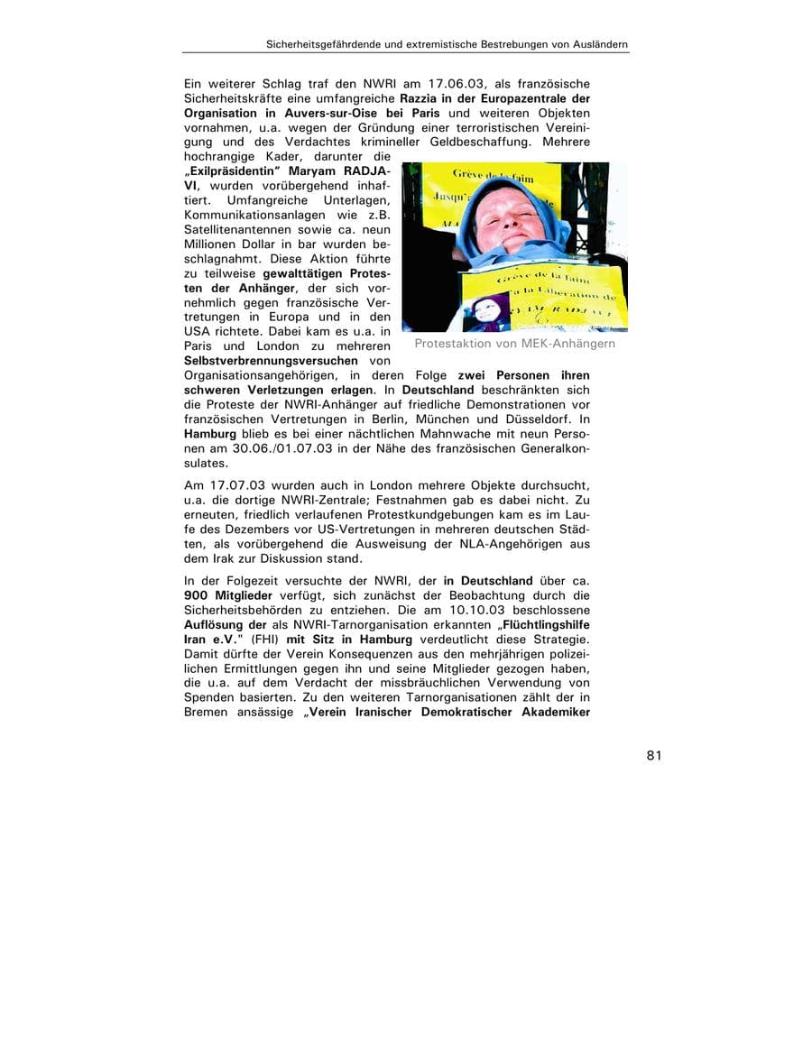 Seite 82 des Verfassungsschutzbericht 2003 Hamburg