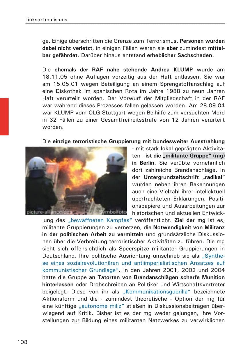 Seite 108 des Verfassungsschutzbericht 2005 Hamburg