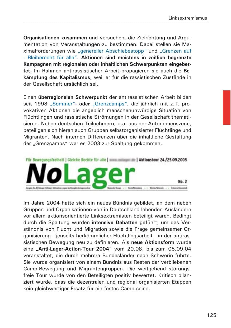Seite 125 des Verfassungsschutzbericht 2005 Hamburg