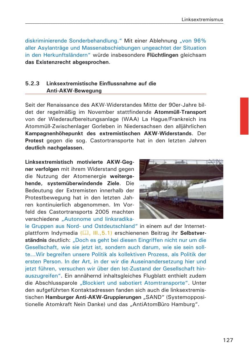 Seite 127 des Verfassungsschutzbericht 2005 Hamburg
