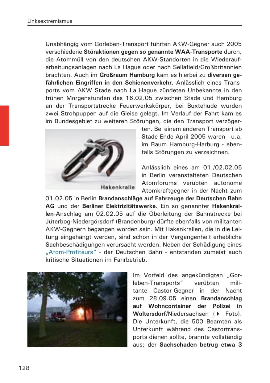Seite 128 des Verfassungsschutzbericht 2005 Hamburg