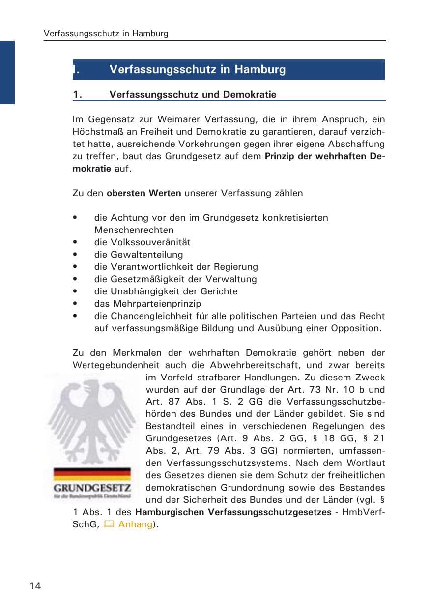 Seite 14 des Verfassungsschutzbericht 2005 Hamburg