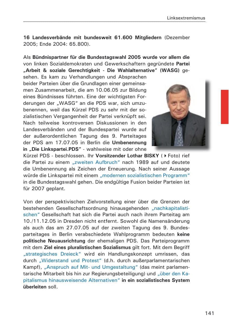 Seite 141 des Verfassungsschutzbericht 2005 Hamburg