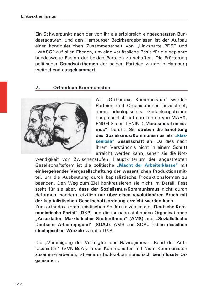 Seite 144 des Verfassungsschutzbericht 2005 Hamburg