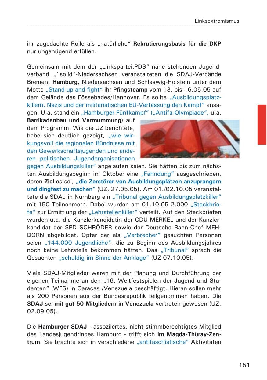 Seite 151 des Verfassungsschutzbericht 2005 Hamburg