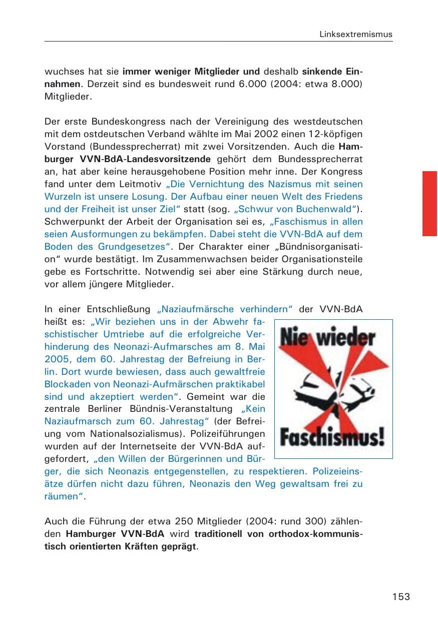 Seite 153 des Verfassungsschutzbericht 2005 Hamburg