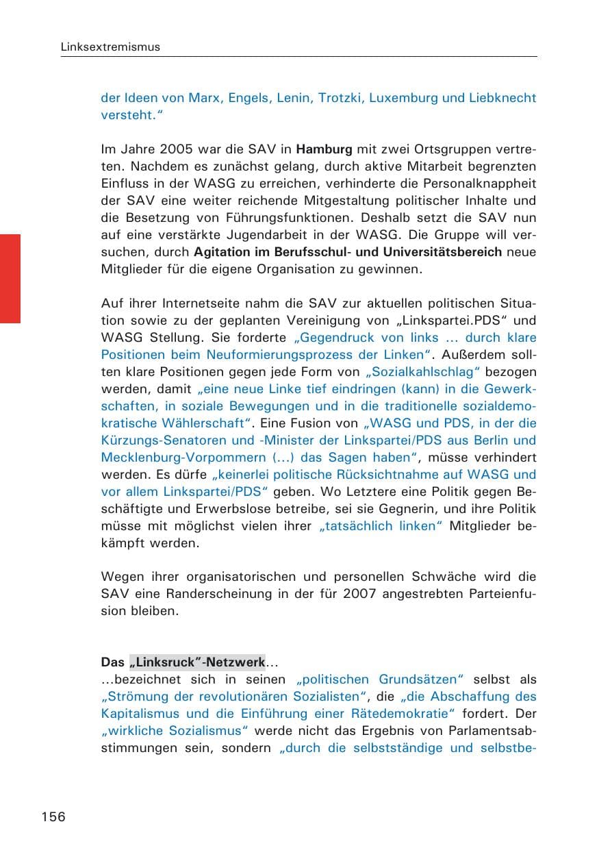 Seite 156 des Verfassungsschutzbericht 2005 Hamburg