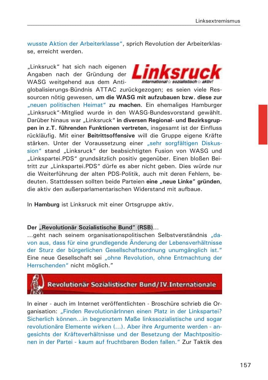 Seite 157 des Verfassungsschutzbericht 2005 Hamburg