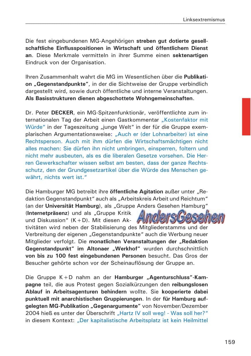Seite 159 des Verfassungsschutzbericht 2005 Hamburg