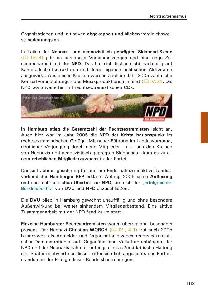 Seite 163 des Verfassungsschutzbericht 2005 Hamburg