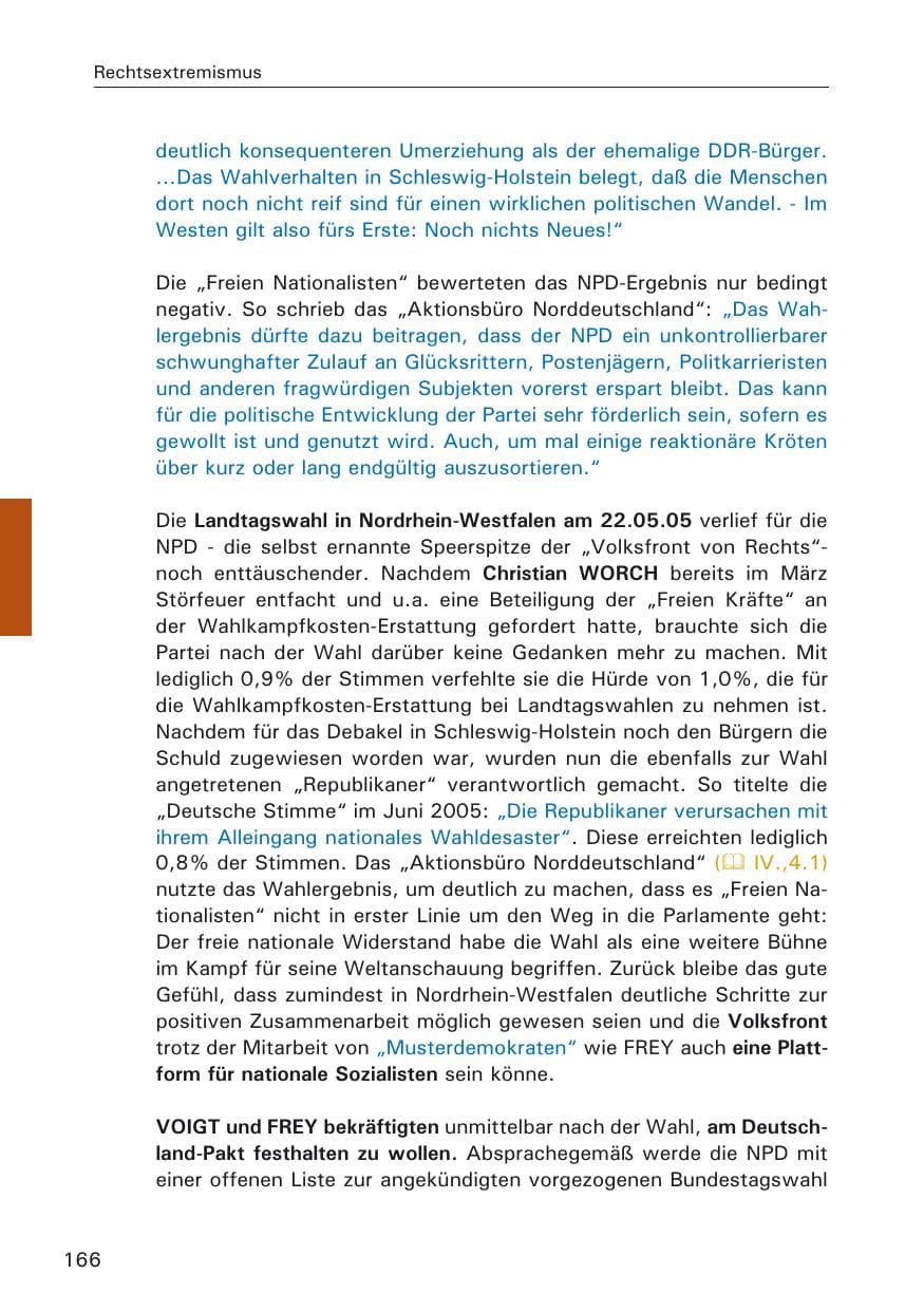 Seite 166 des Verfassungsschutzbericht 2005 Hamburg