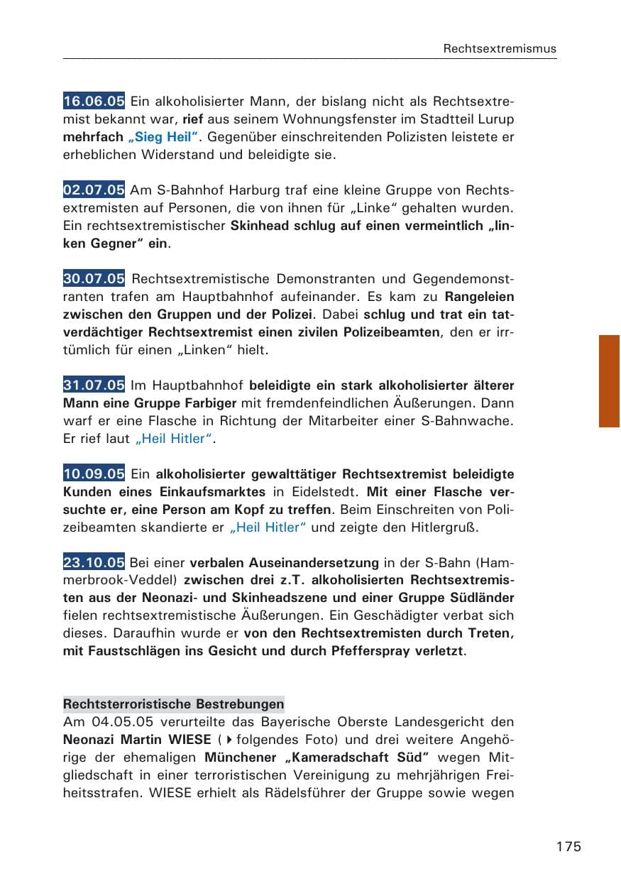 Seite 175 des Verfassungsschutzbericht 2005 Hamburg