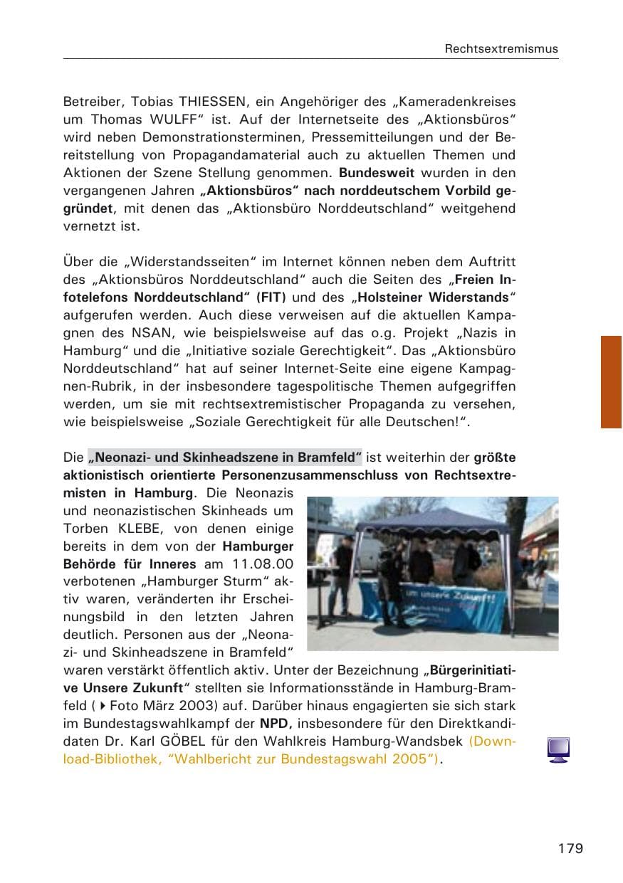 Seite 179 des Verfassungsschutzbericht 2005 Hamburg