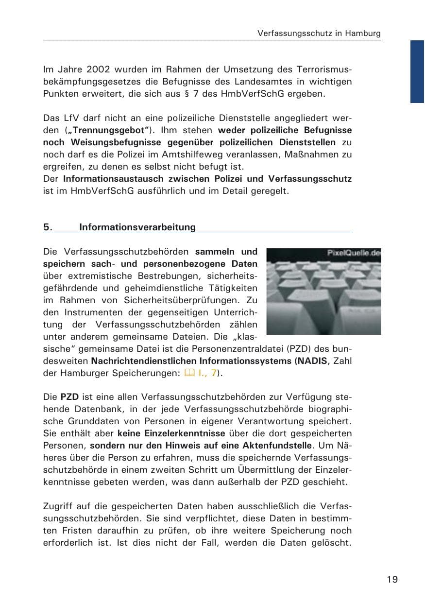 Seite 19 des Verfassungsschutzbericht 2005 Hamburg