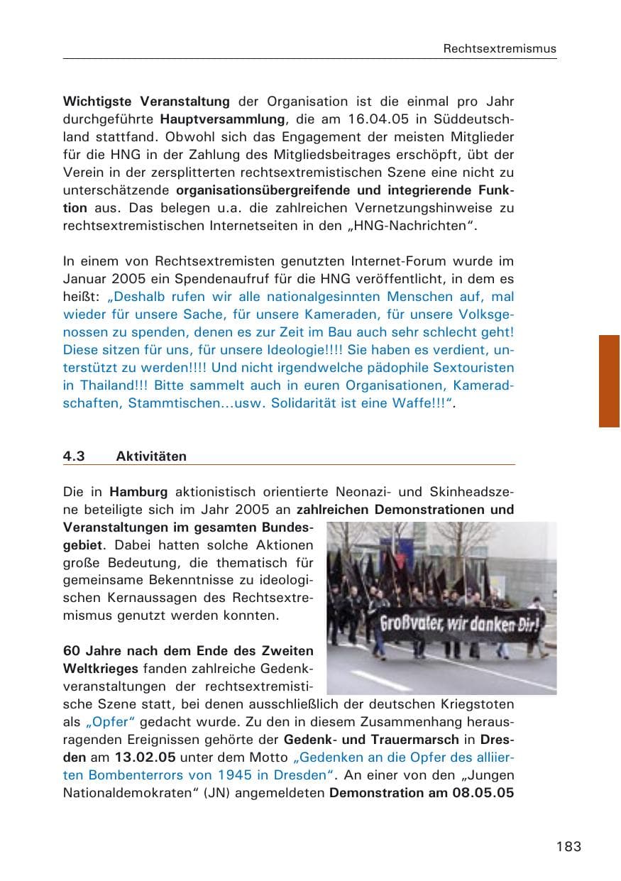 Seite 183 des Verfassungsschutzbericht 2005 Hamburg