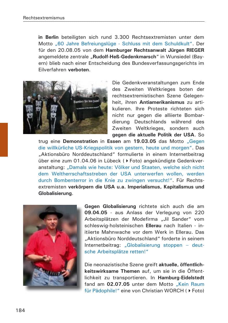 Seite 184 des Verfassungsschutzbericht 2005 Hamburg