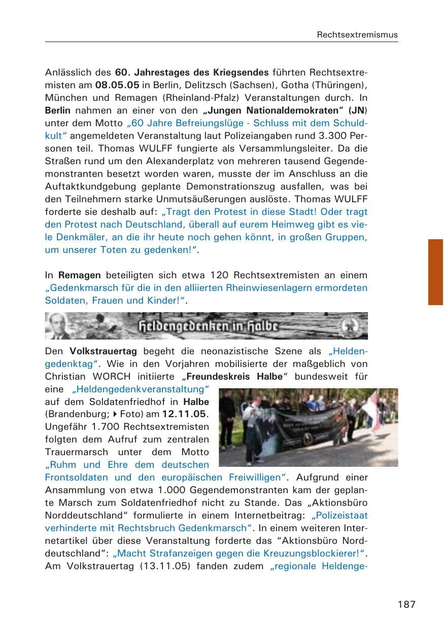 Seite 187 des Verfassungsschutzbericht 2005 Hamburg