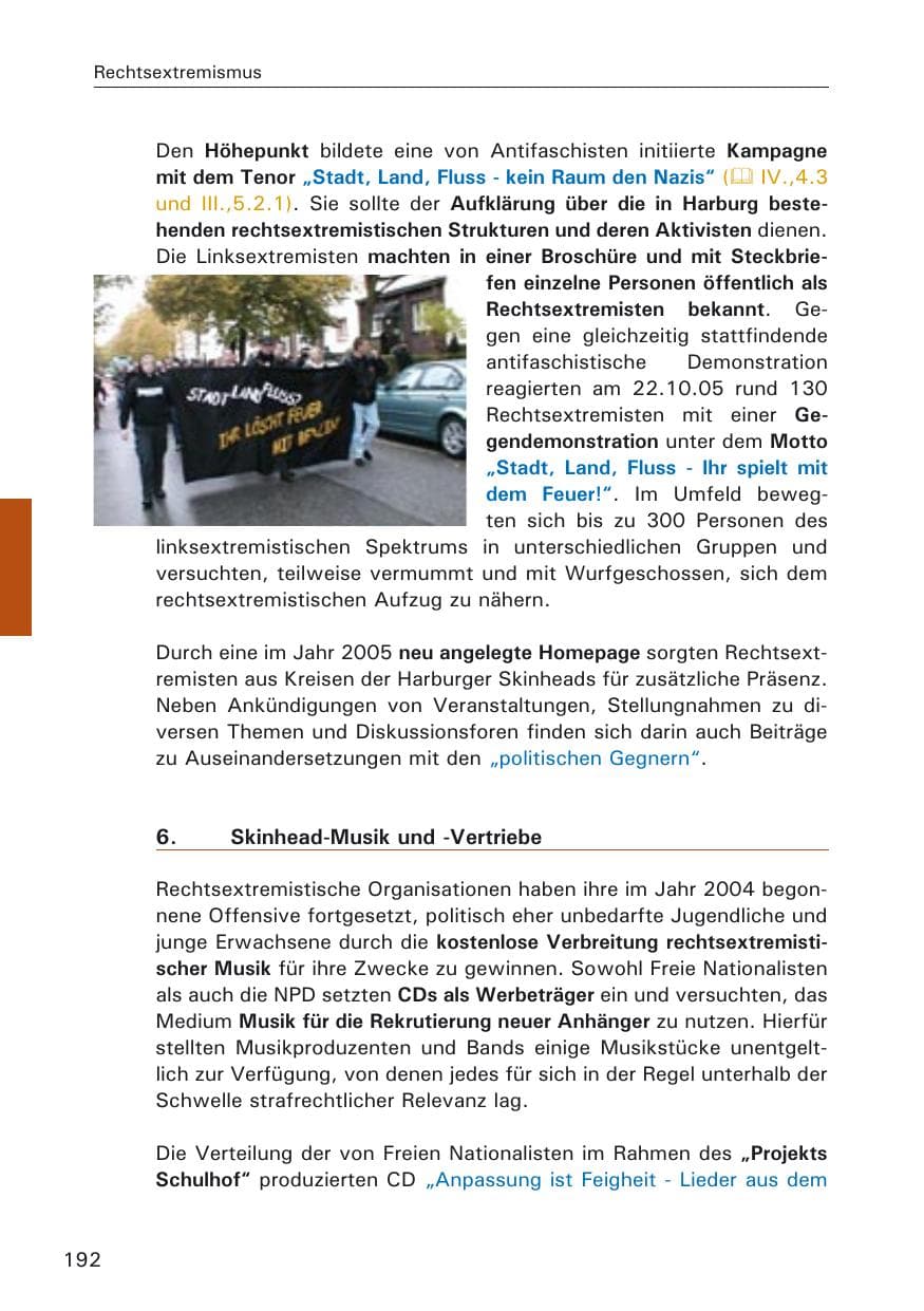 Seite 192 des Verfassungsschutzbericht 2005 Hamburg