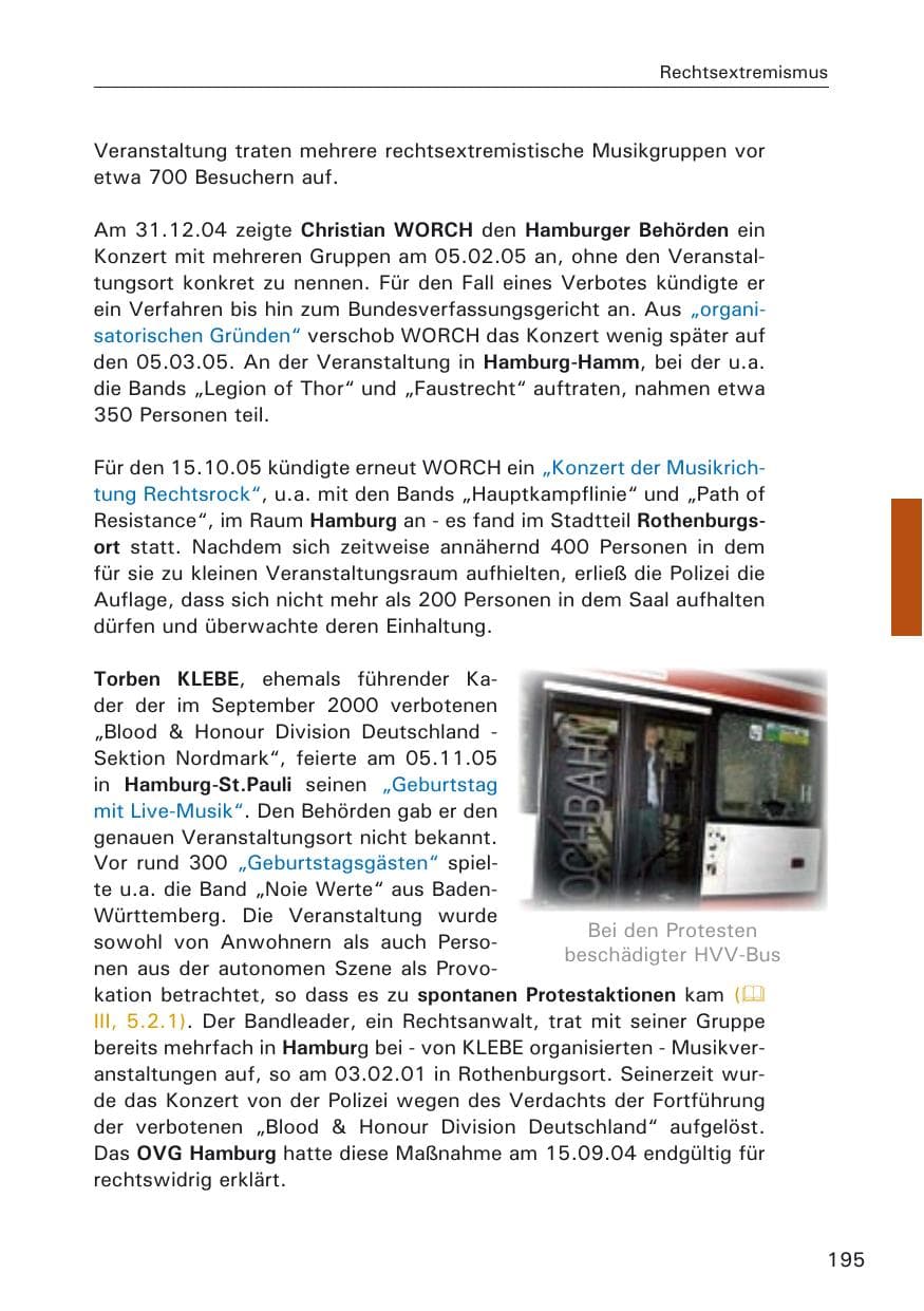 Seite 195 des Verfassungsschutzbericht 2005 Hamburg