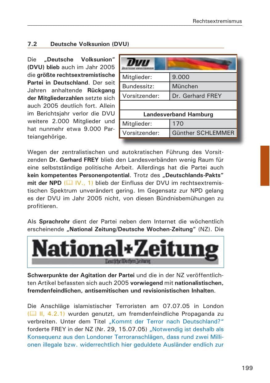 Seite 199 des Verfassungsschutzbericht 2005 Hamburg