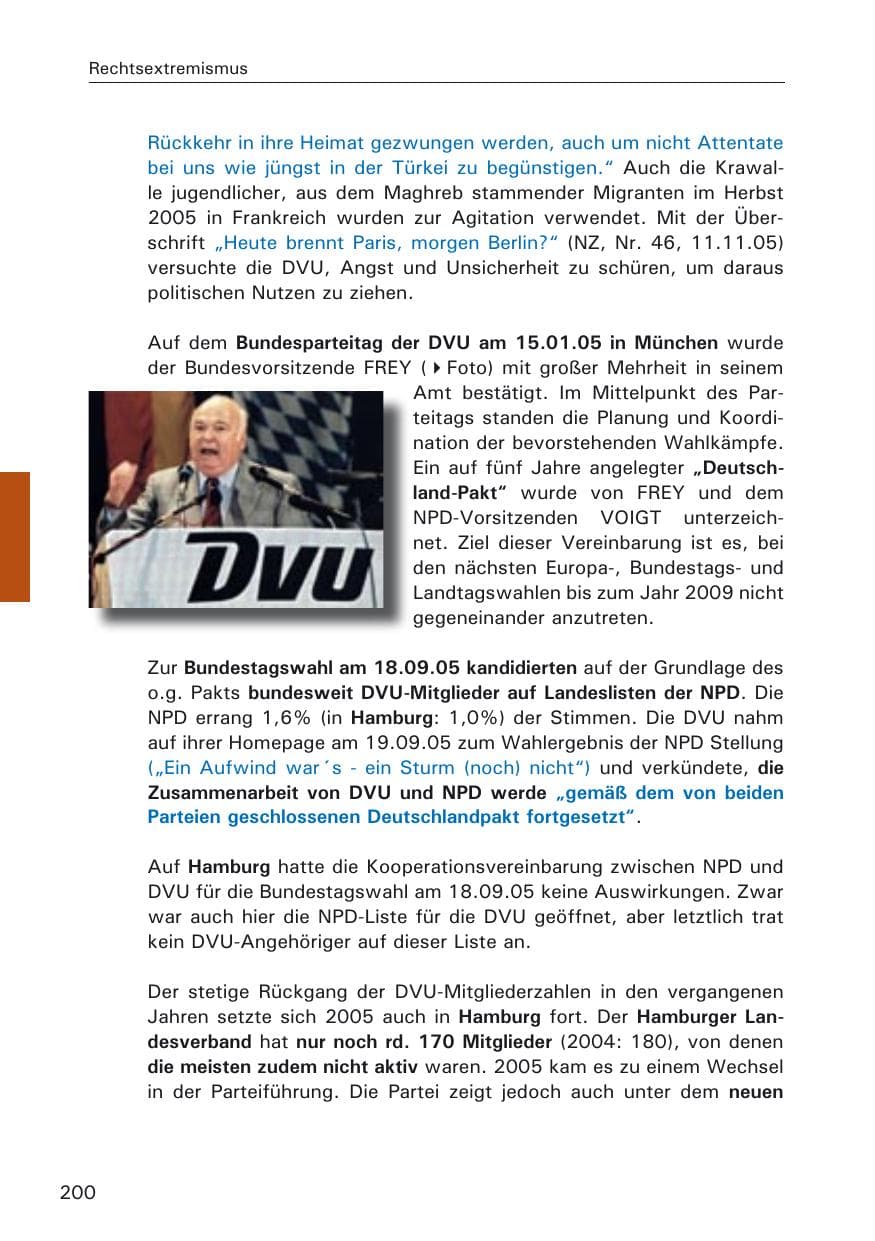 Seite 200 des Verfassungsschutzbericht 2005 Hamburg