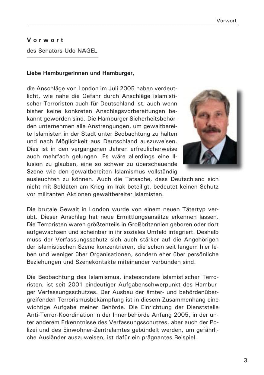 Seite 3 des Verfassungsschutzbericht 2005 Hamburg