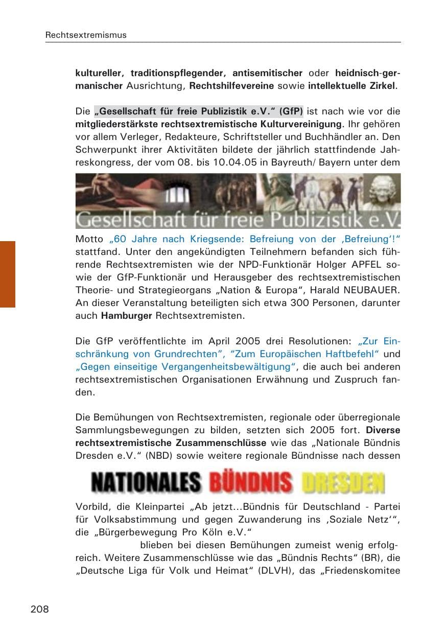 Seite 208 des Verfassungsschutzbericht 2005 Hamburg