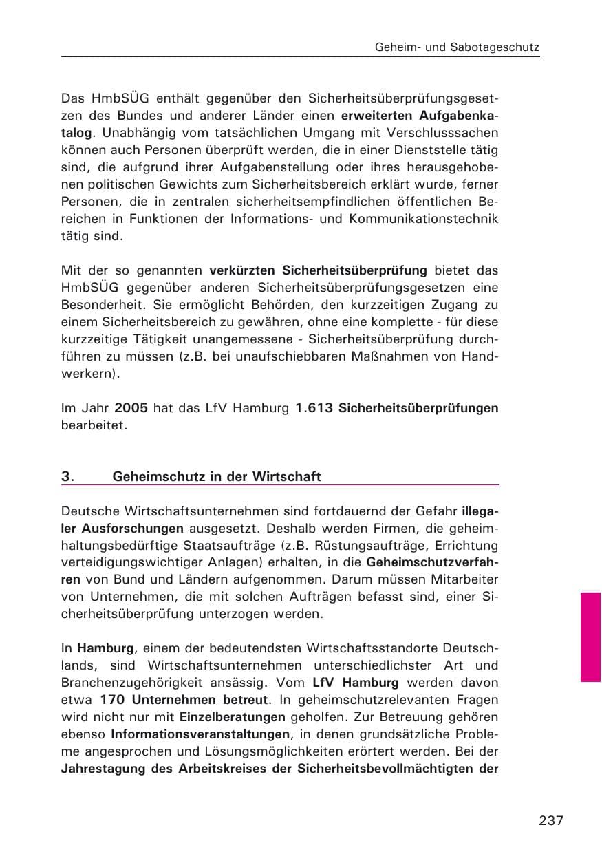Seite 237 des Verfassungsschutzbericht 2005 Hamburg