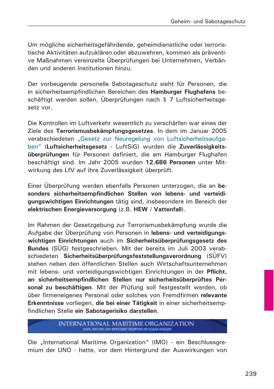 Seite 239 des Verfassungsschutzbericht 2005 Hamburg