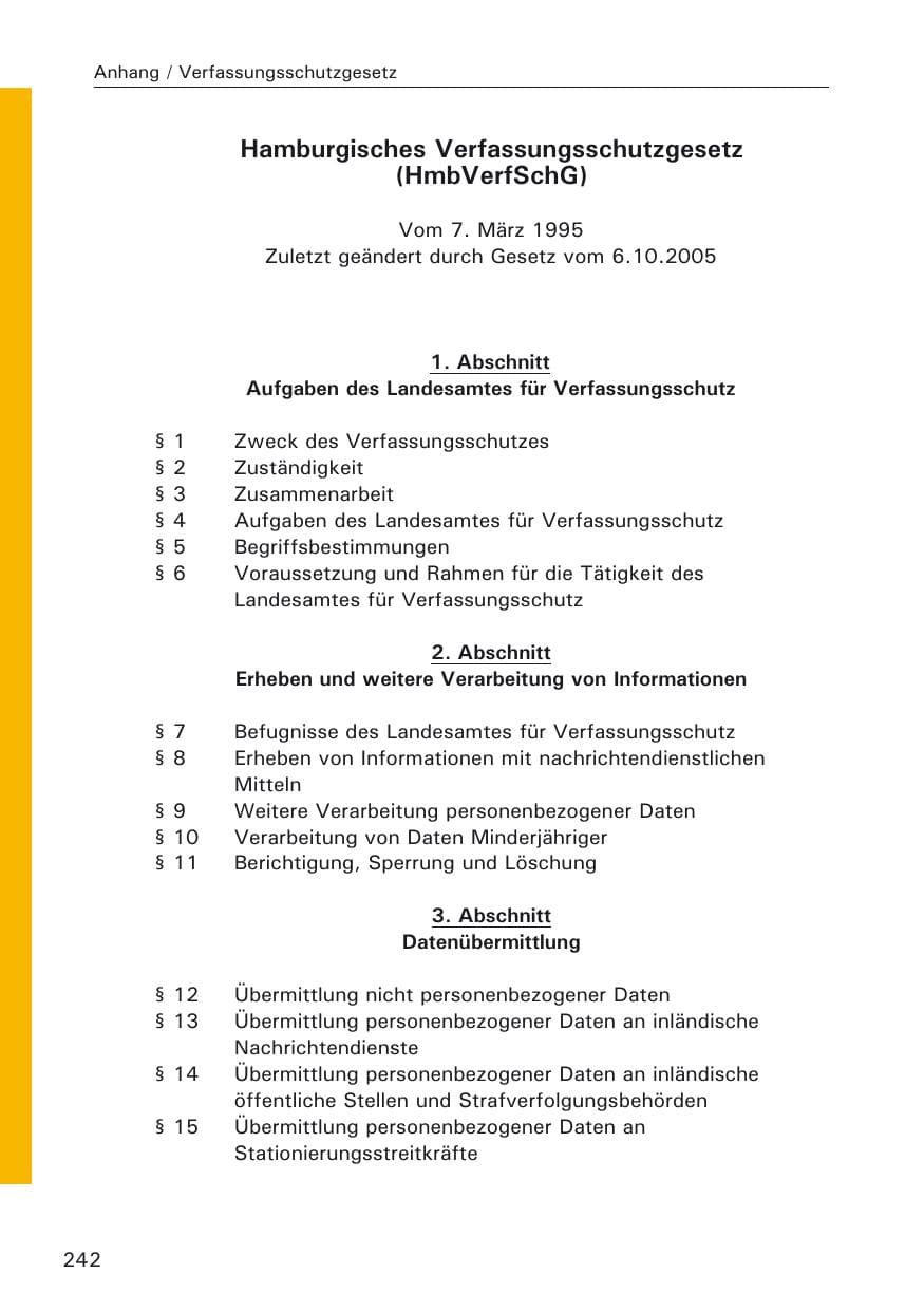 Seite 242 des Verfassungsschutzbericht 2005 Hamburg