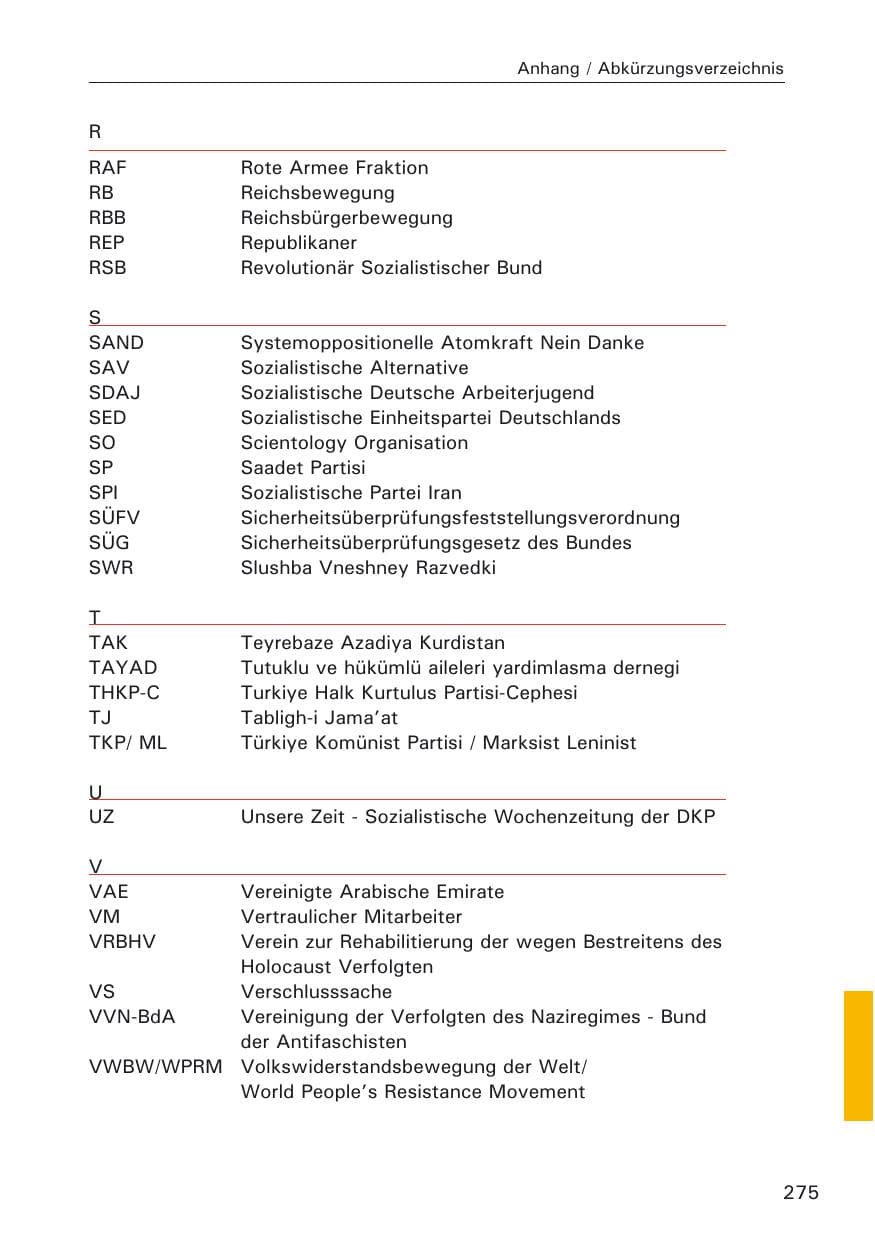 Seite 275 des Verfassungsschutzbericht 2005 Hamburg