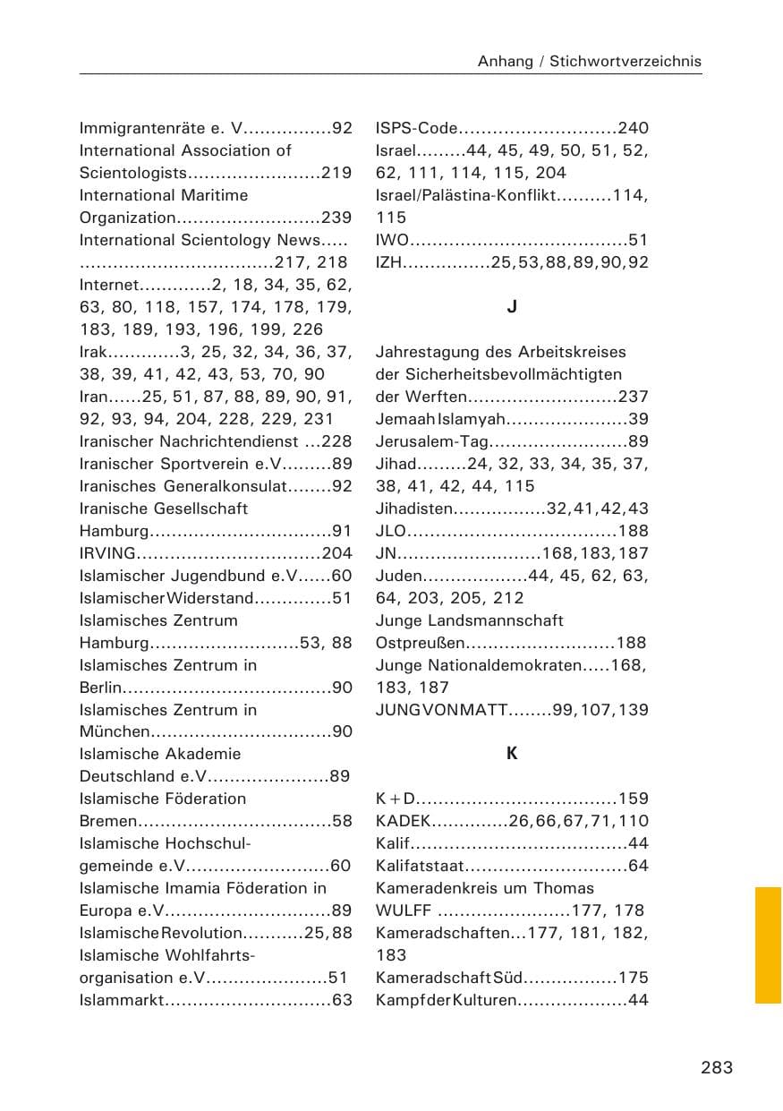 Seite 283 des Verfassungsschutzbericht 2005 Hamburg