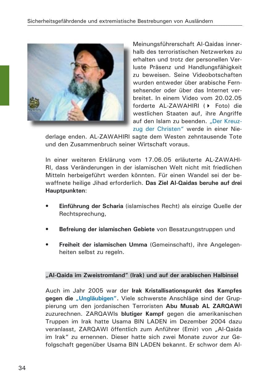 Seite 34 des Verfassungsschutzbericht 2005 Hamburg
