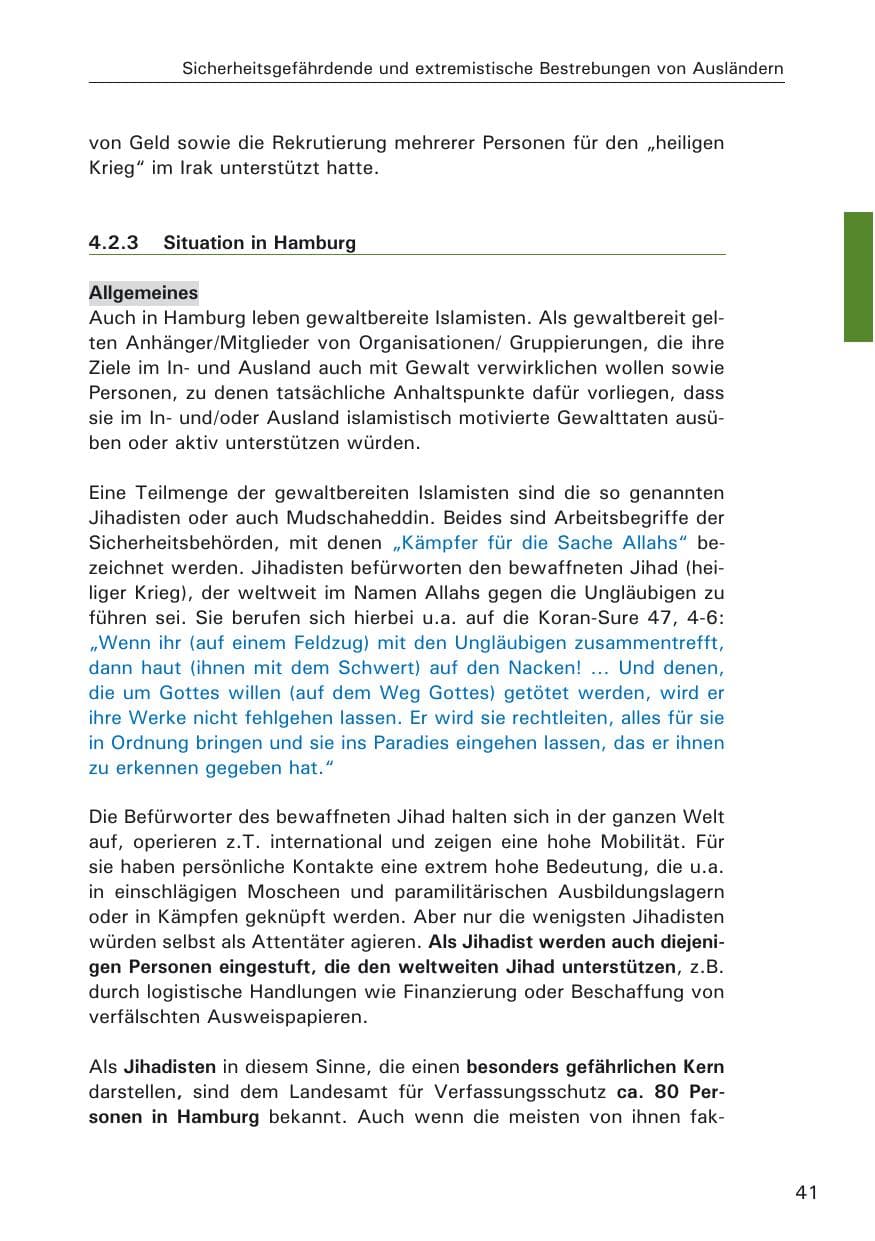 Seite 41 des Verfassungsschutzbericht 2005 Hamburg