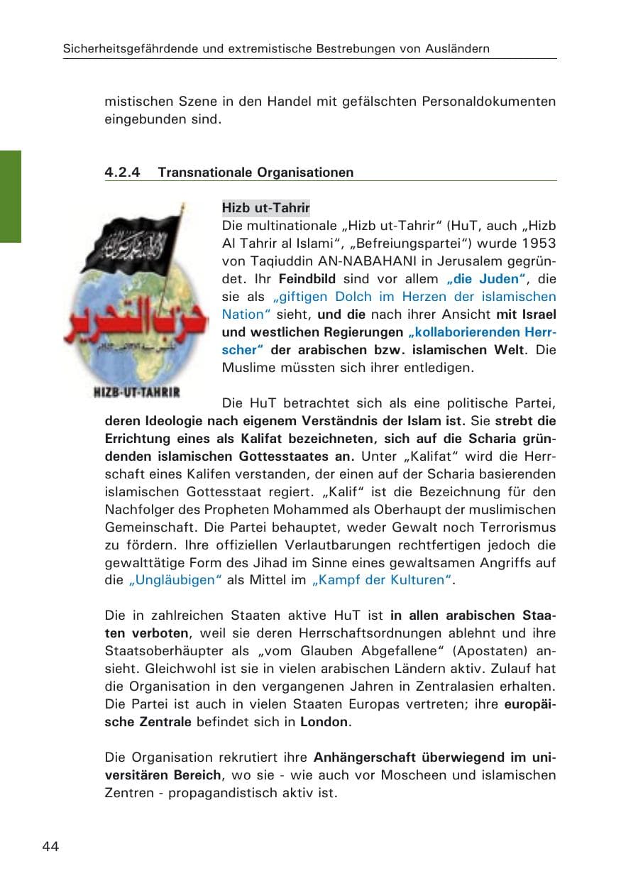 Seite 44 des Verfassungsschutzbericht 2005 Hamburg