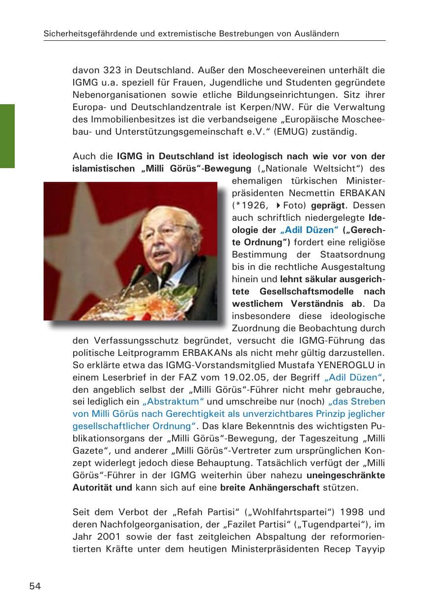 Seite 54 des Verfassungsschutzbericht 2005 Hamburg