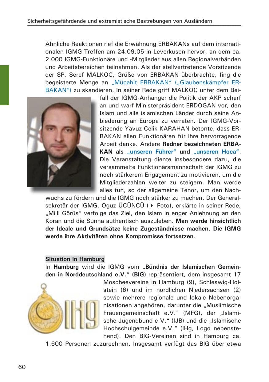 Seite 60 des Verfassungsschutzbericht 2005 Hamburg
