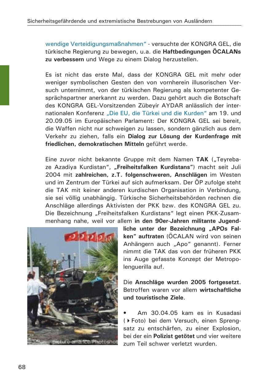 Seite 68 des Verfassungsschutzbericht 2005 Hamburg