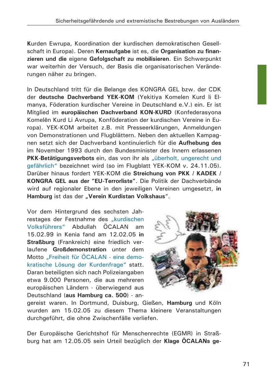 Seite 71 des Verfassungsschutzbericht 2005 Hamburg