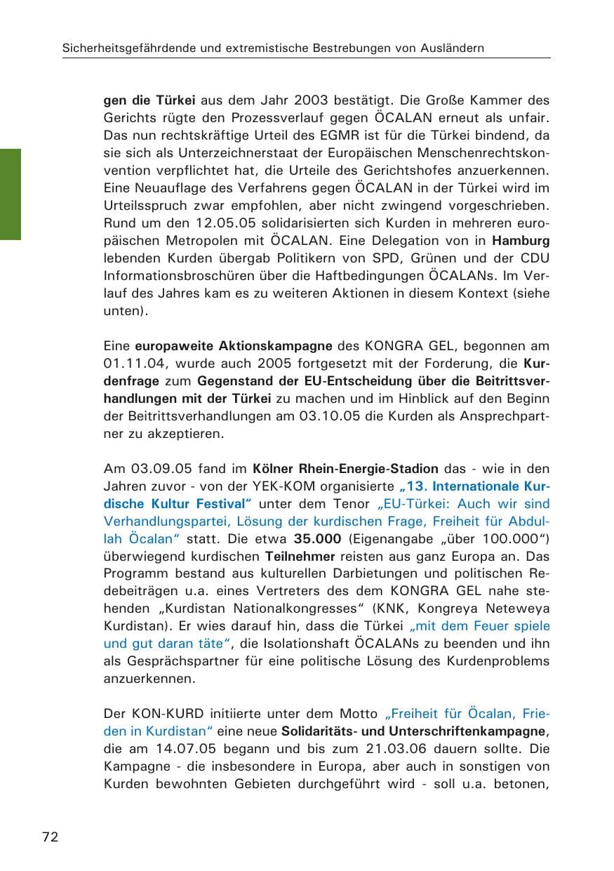 Seite 72 des Verfassungsschutzbericht 2005 Hamburg