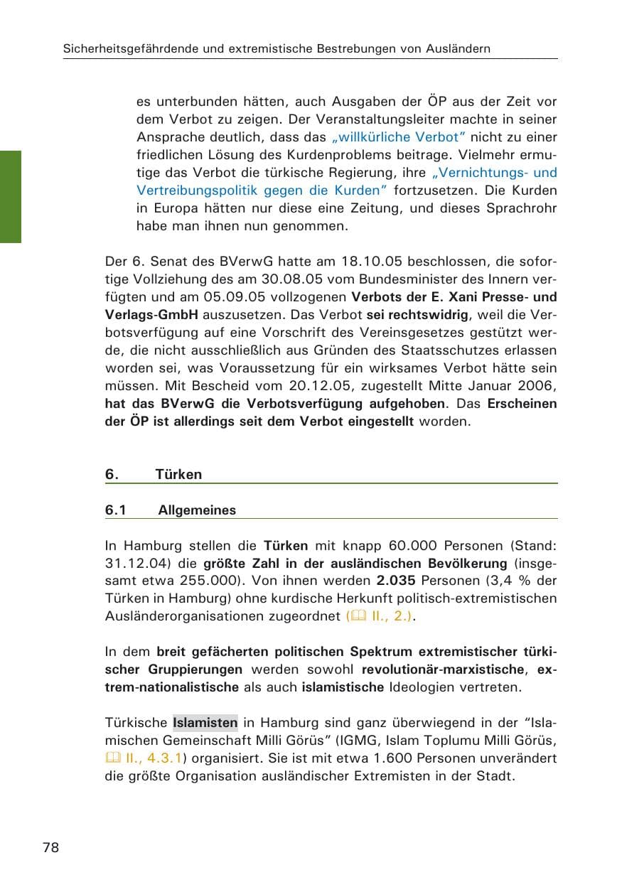 Seite 78 des Verfassungsschutzbericht 2005 Hamburg