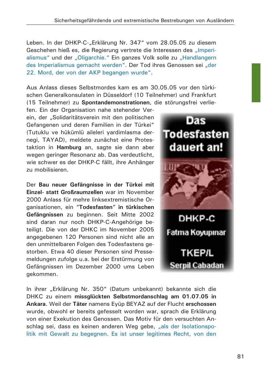 Seite 81 des Verfassungsschutzbericht 2005 Hamburg