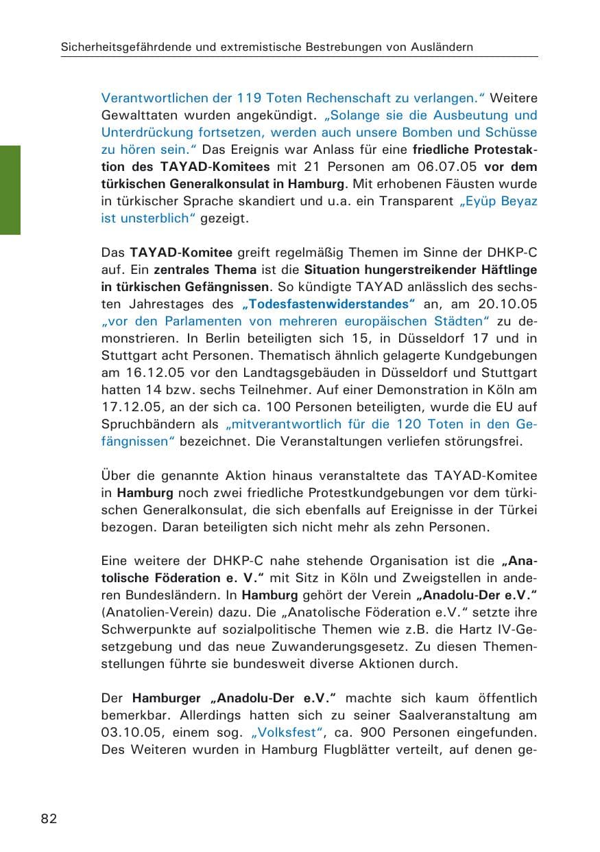 Seite 82 des Verfassungsschutzbericht 2005 Hamburg
