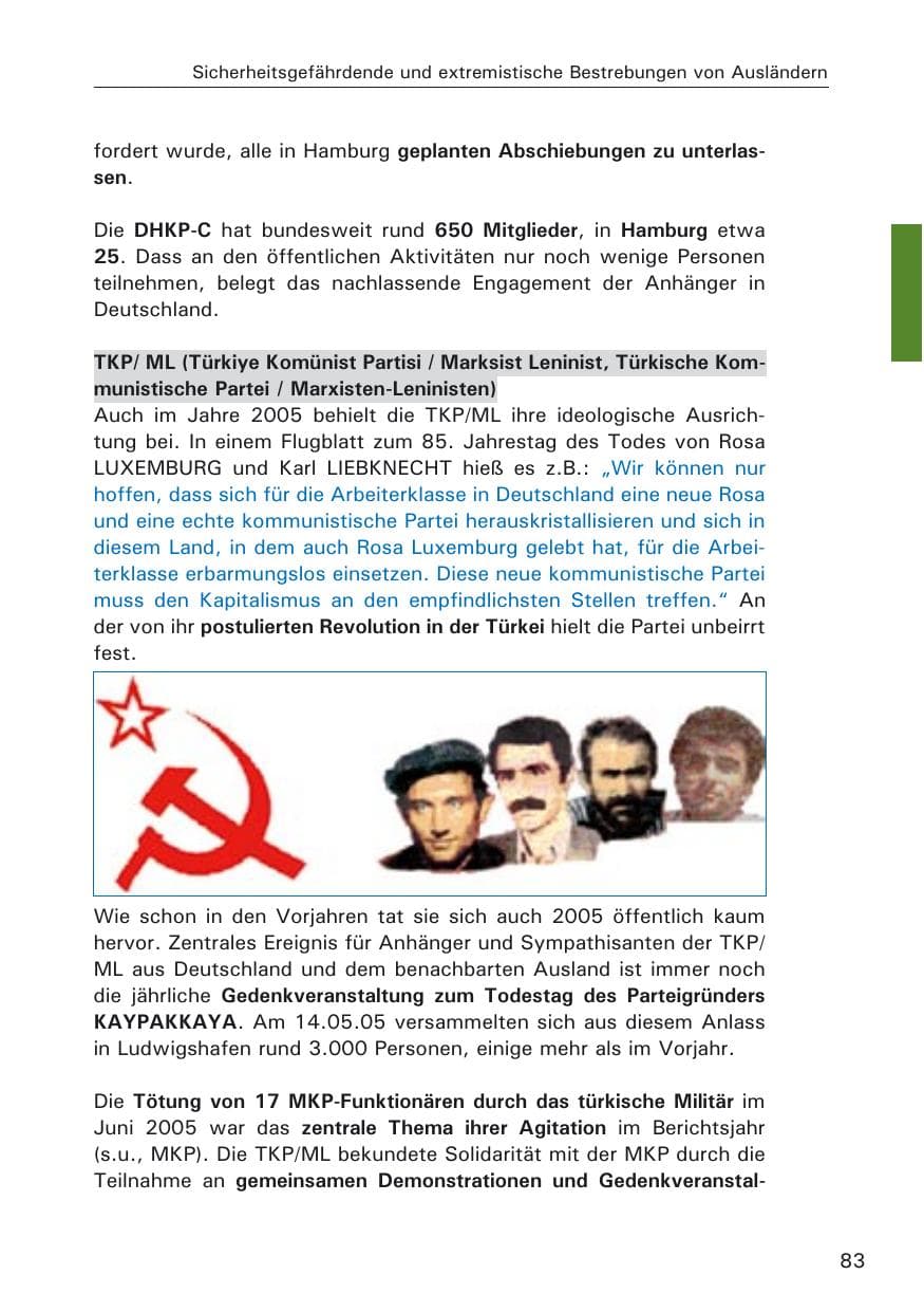 Seite 83 des Verfassungsschutzbericht 2005 Hamburg