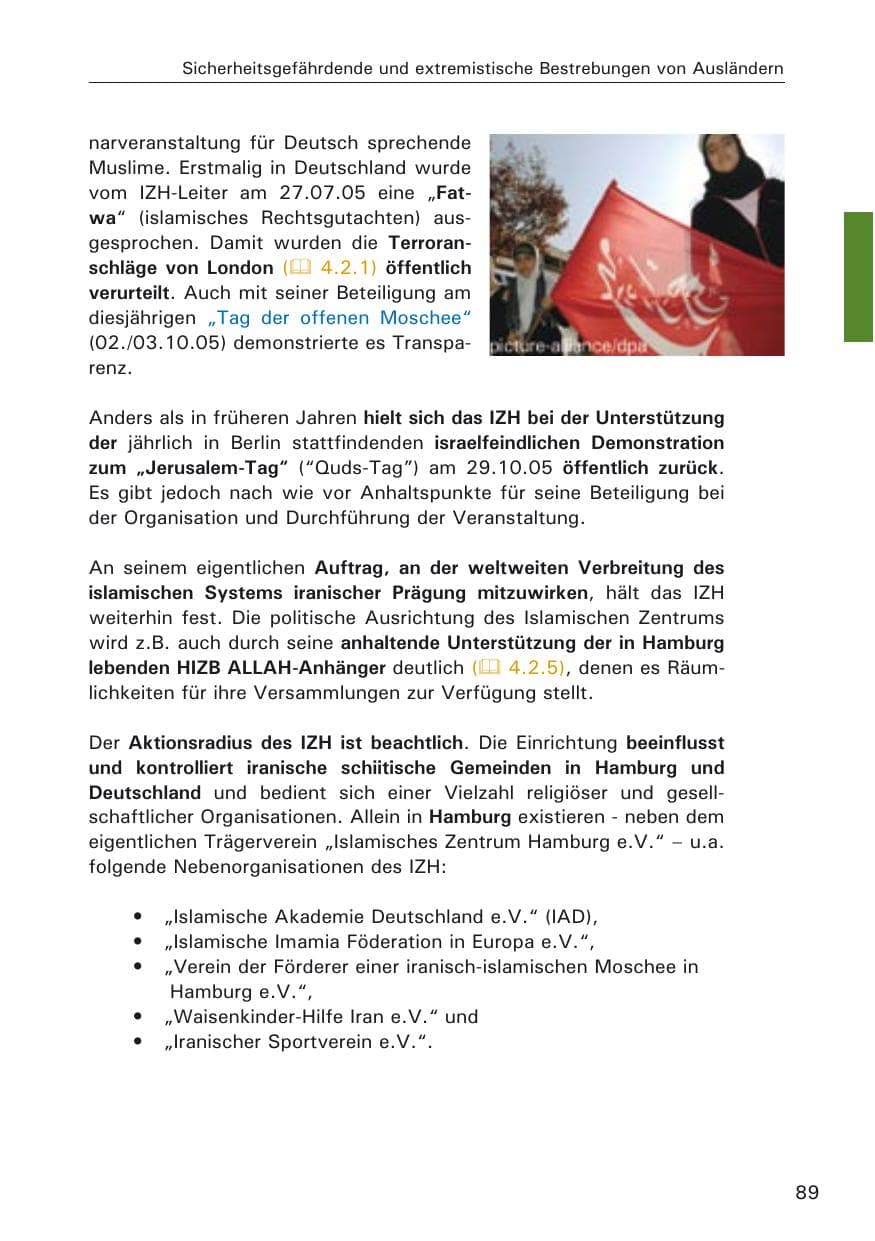 Seite 89 des Verfassungsschutzbericht 2005 Hamburg