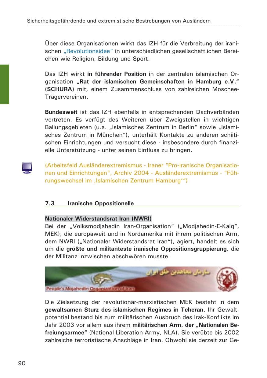 Seite 90 des Verfassungsschutzbericht 2005 Hamburg