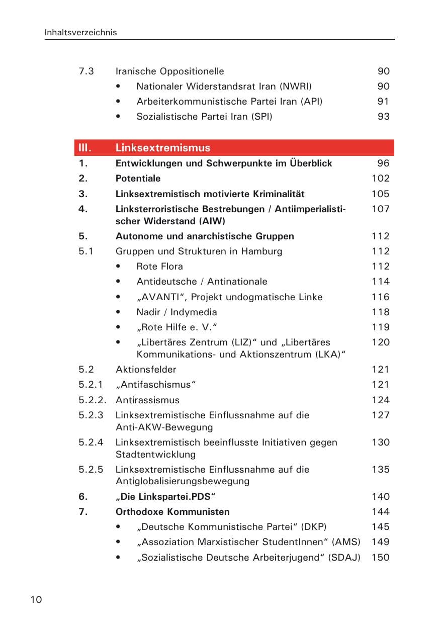 Seite 10 des Verfassungsschutzbericht 2005 Hamburg