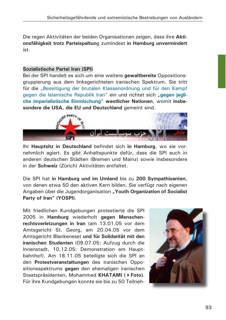 Seite 93 des Verfassungsschutzbericht 2005 Hamburg
